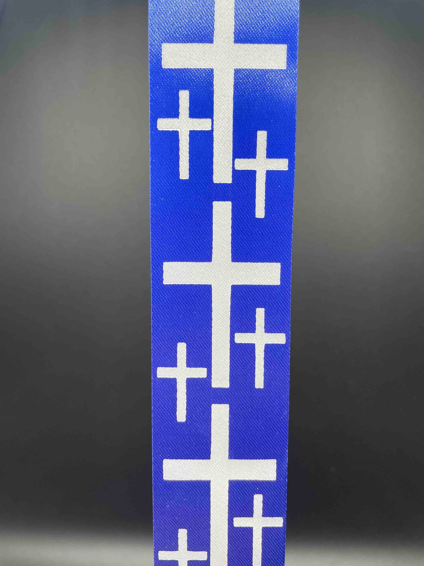 18 Inch Ribbon, Cross, Royal with White - 1.25 inches