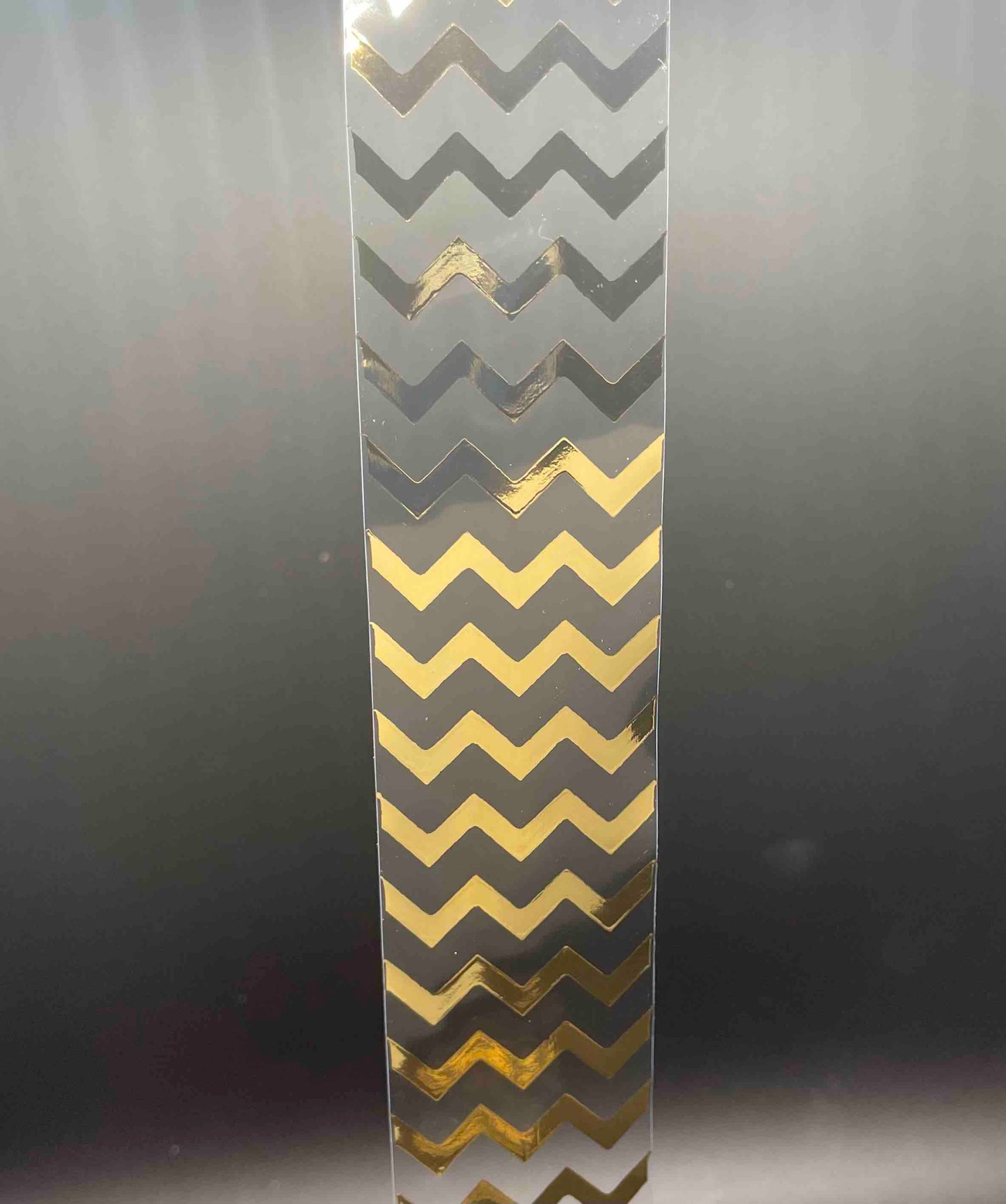 18 Inch Ribbon, Clear Chevron, Gold - 1.25 inches