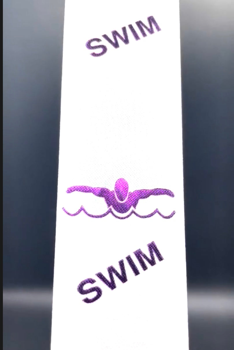 Ribbon, Swim Team, White with Purple (included)