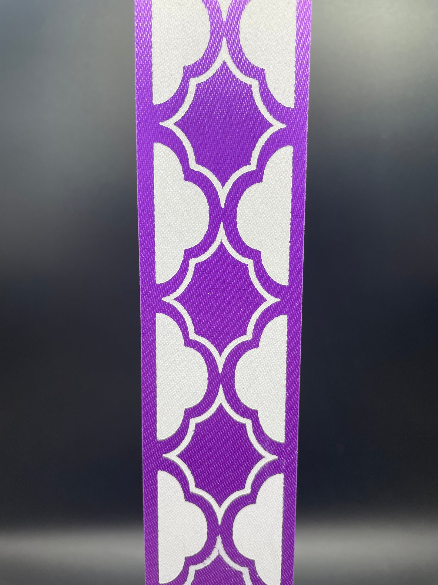 Ribbon, Quatrefoil Pattern, Purple with White - 1.25 inches (included)