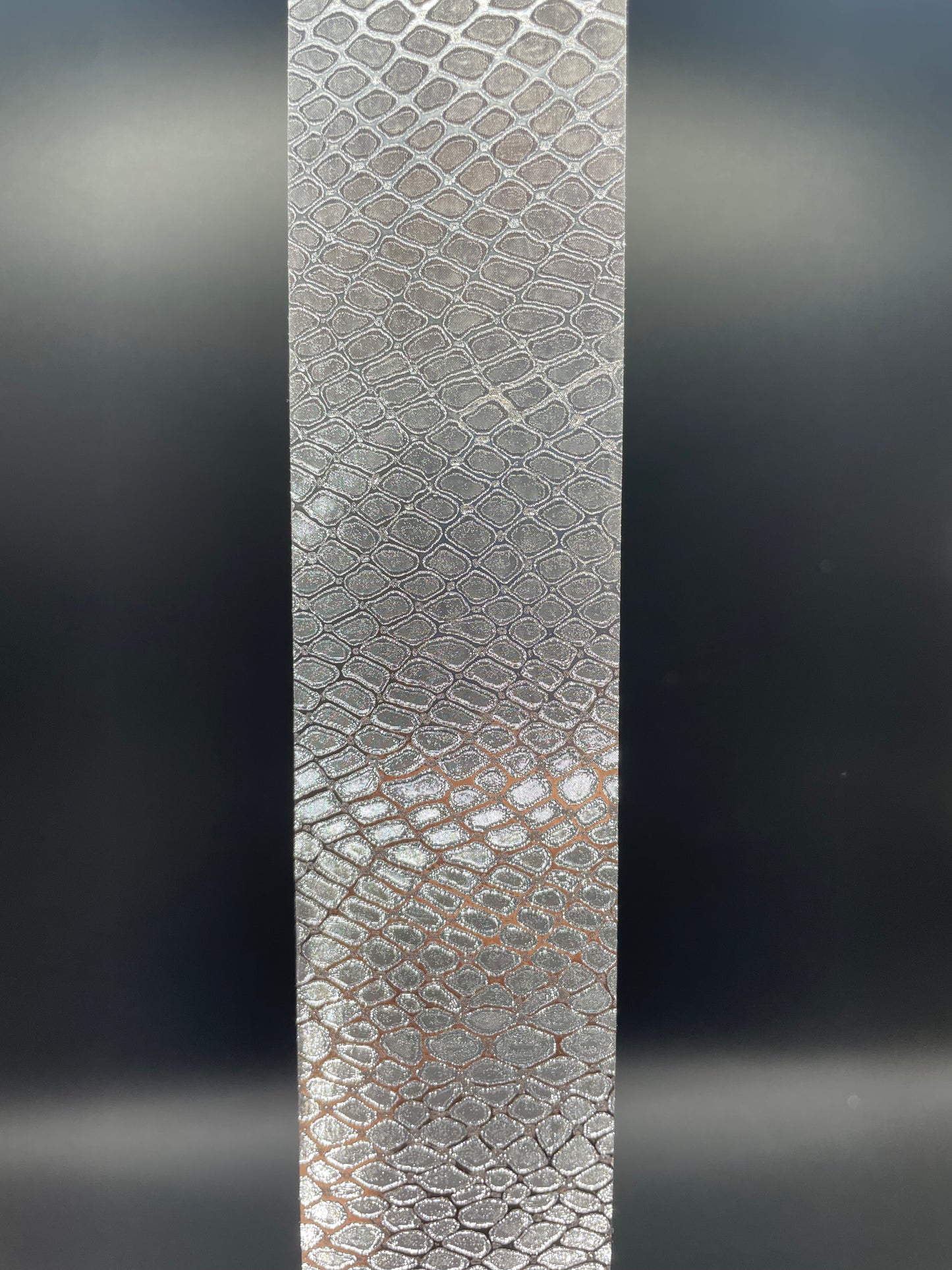 18 Inch Snakeskin Metallic Ribbon, Silver - 1.25inches
