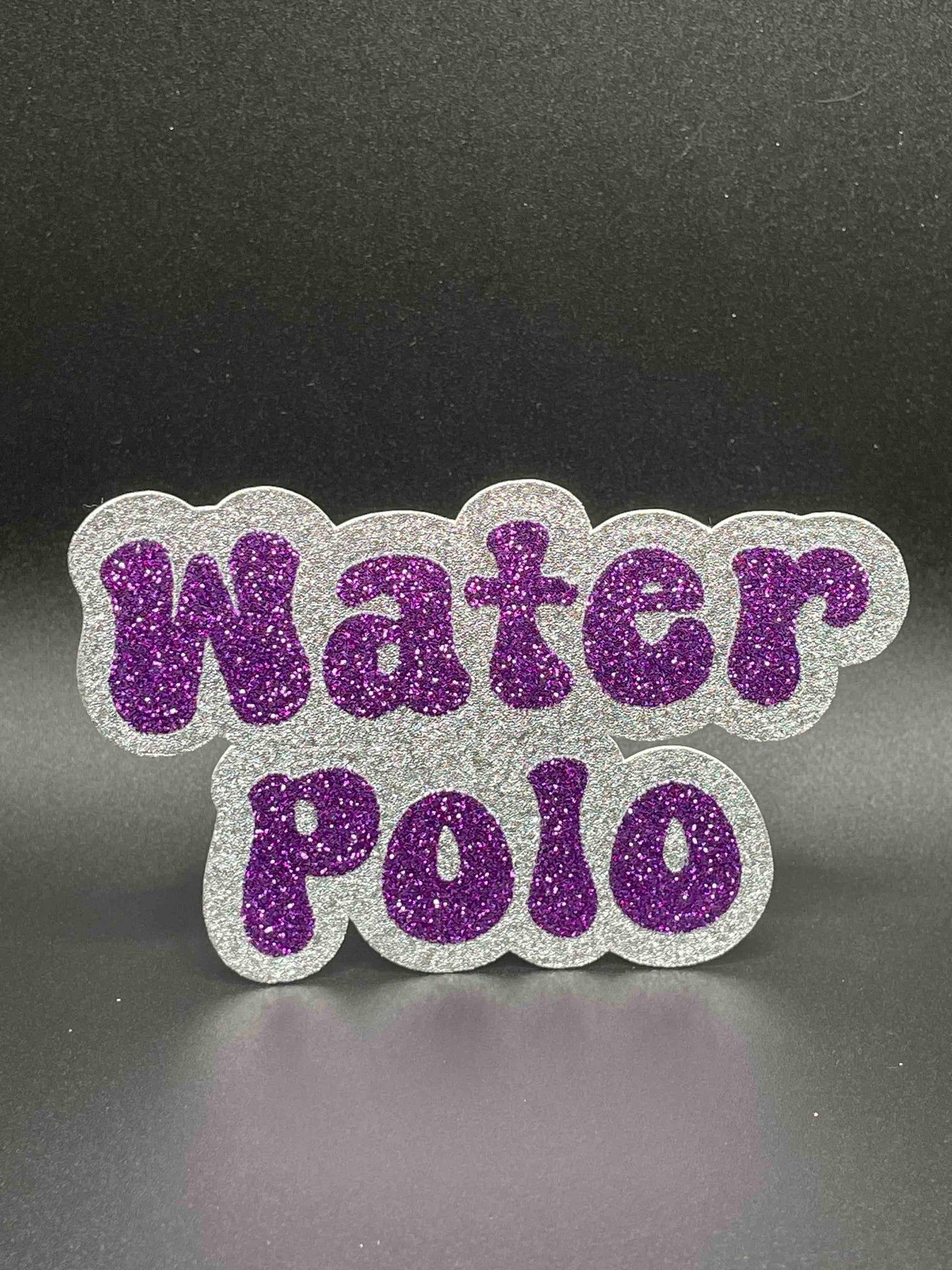 Water polo Word, Sparkle Purple on Silver - Signature Trinket (included)