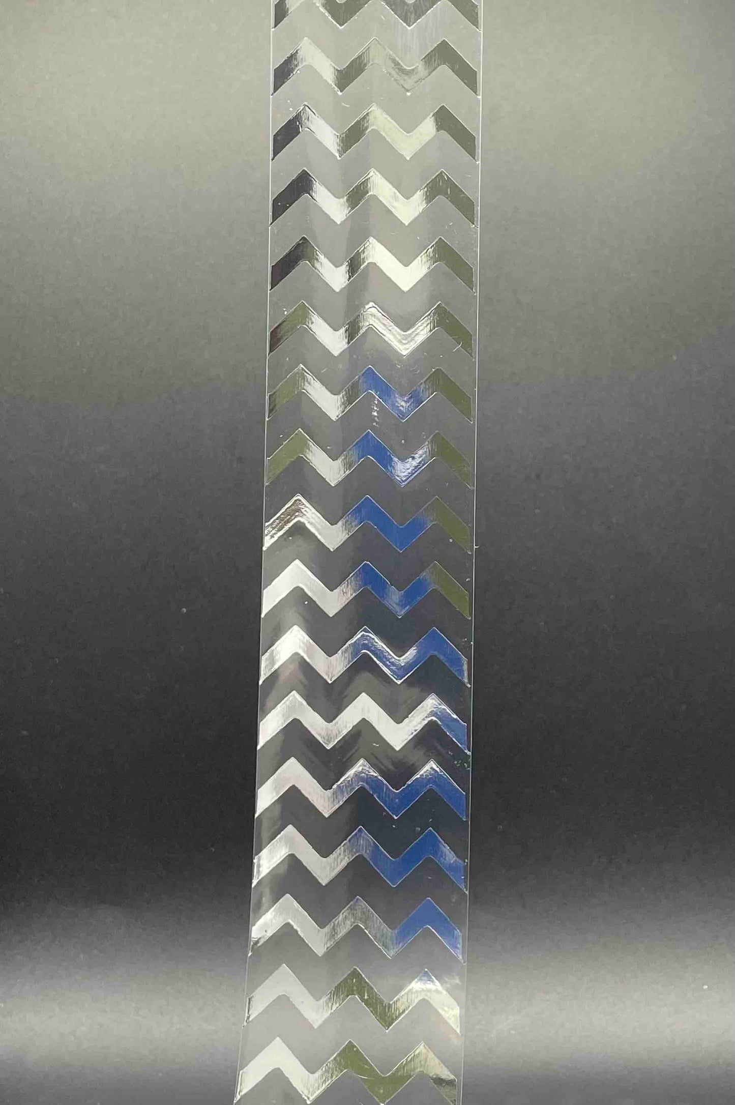 18 inch Ribbon, Chevron, Clear with Silver - 1.25 inches