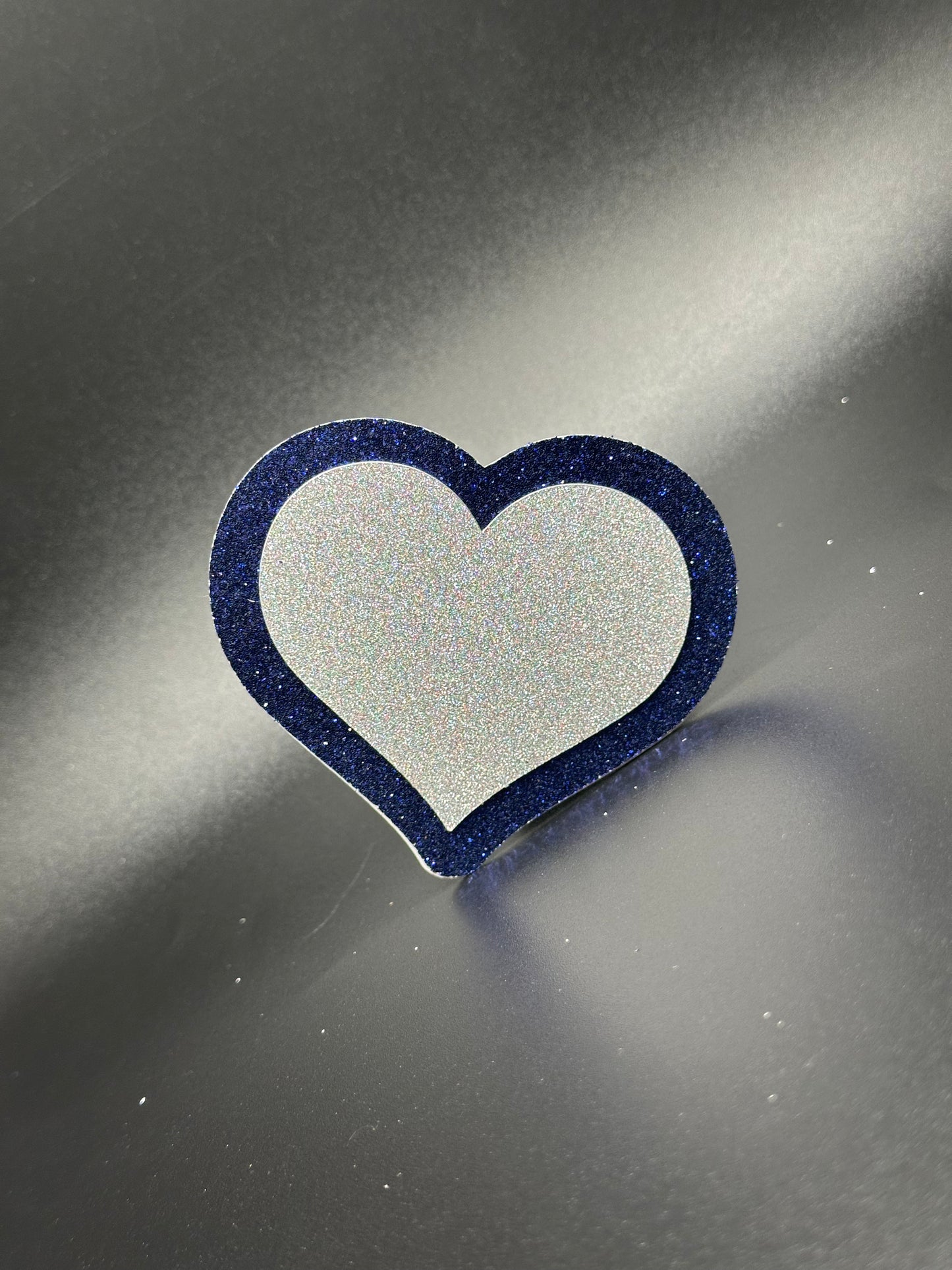 Heart -Navy and Silver
