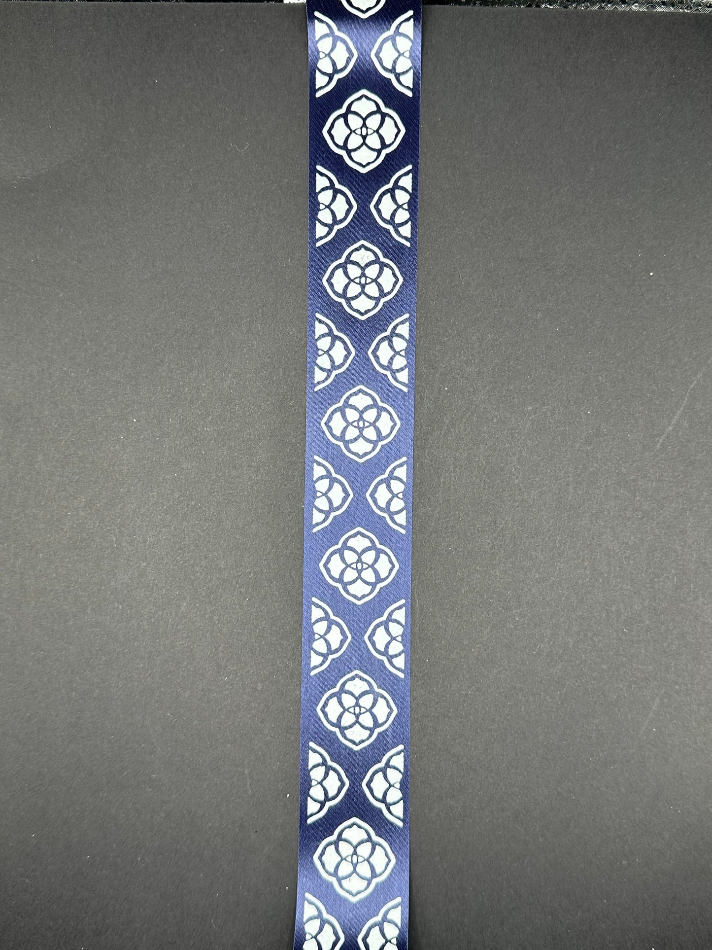 Navy with white flower ribbon 1.25 inches wide (included)