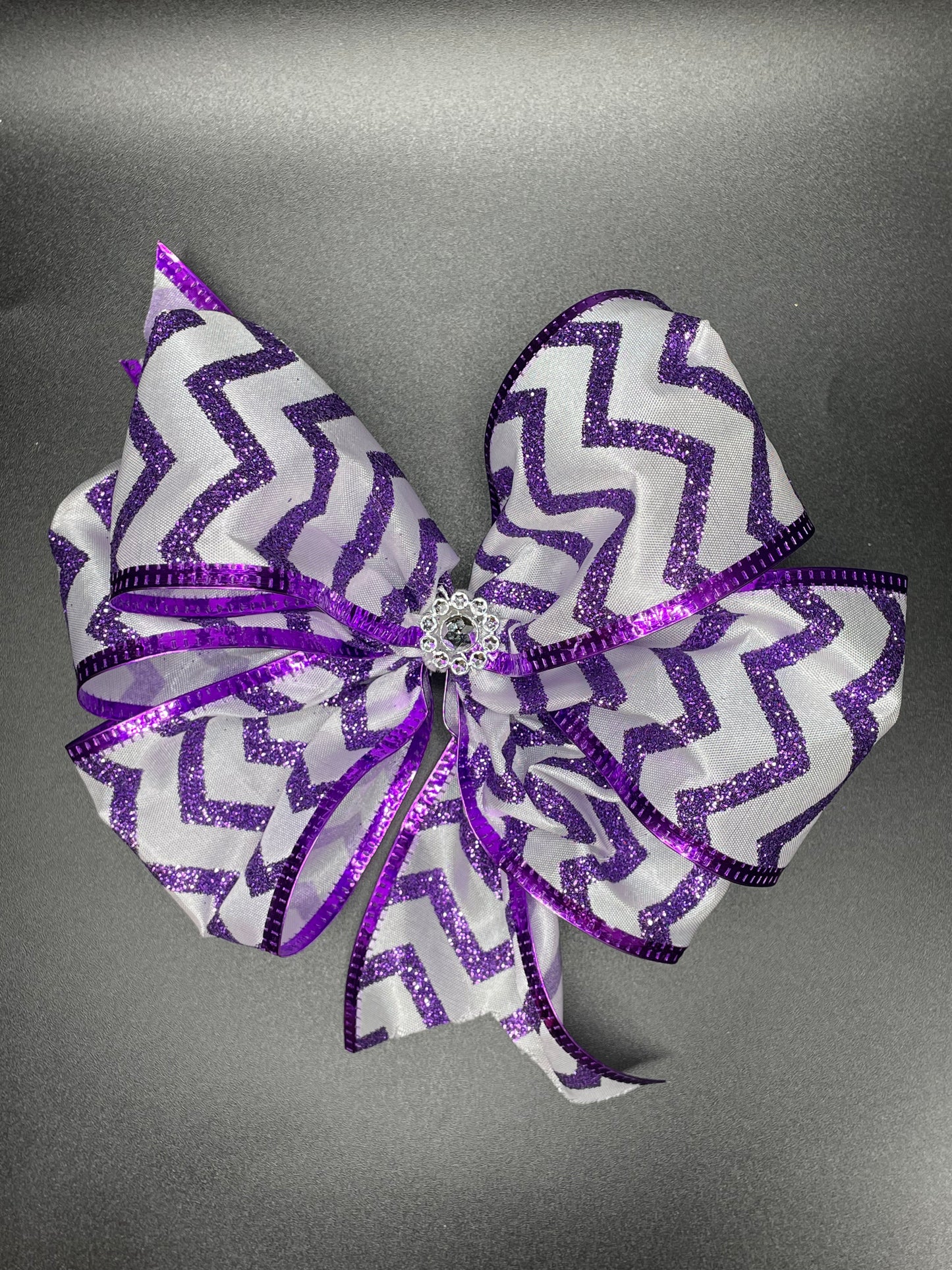 Large Bow, Chevron, Purple and White