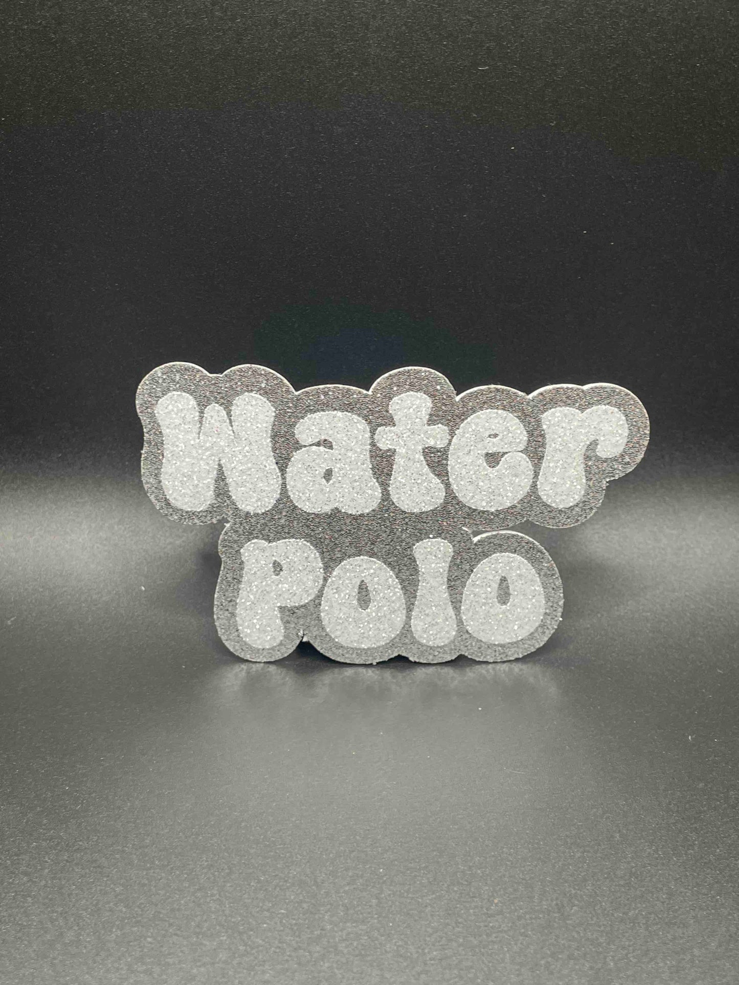 Water Polo Word, Silver and White, Sparkle