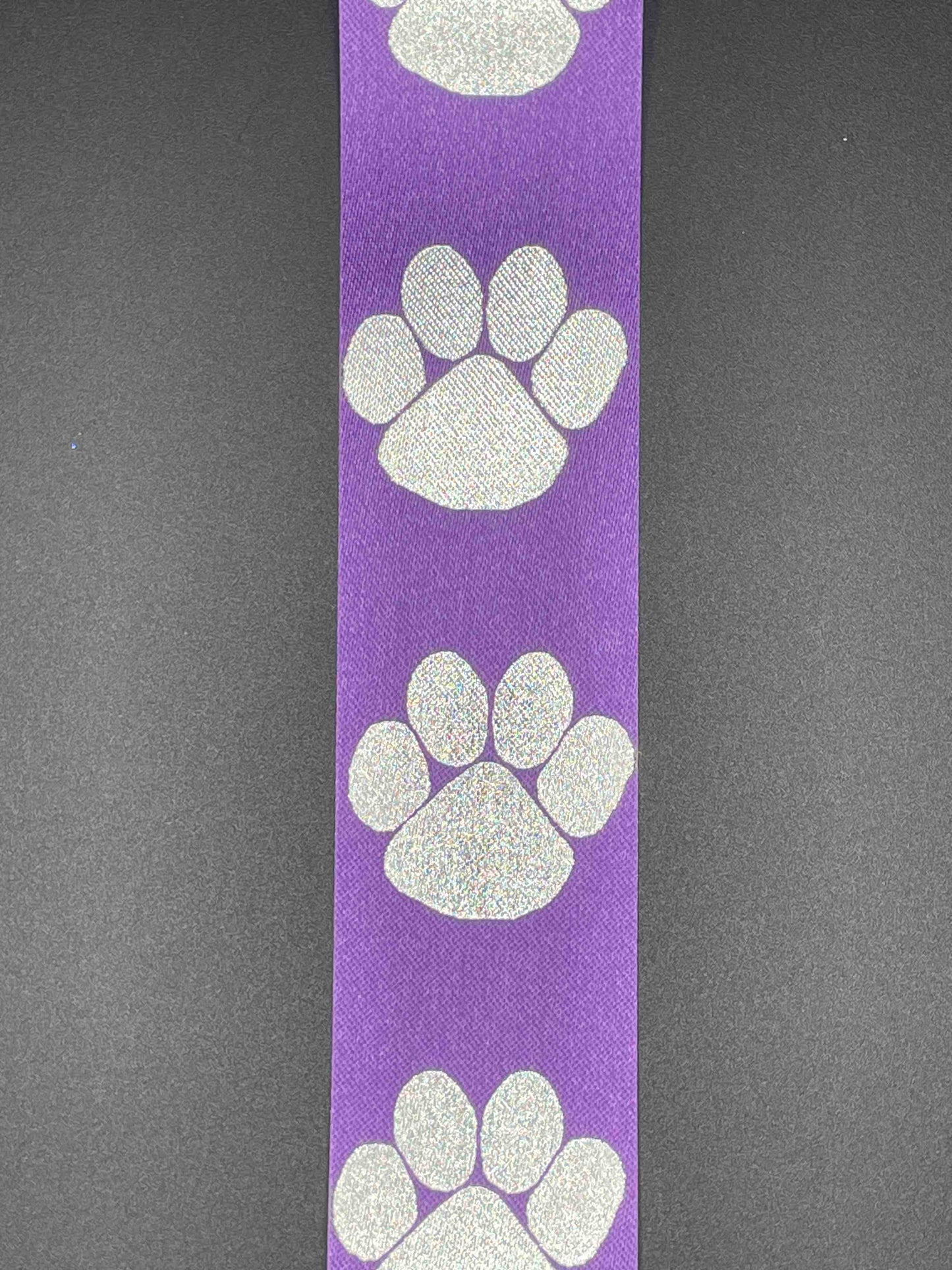 Donation Ribbon, Paw Print, Purple 1.25 inch wide