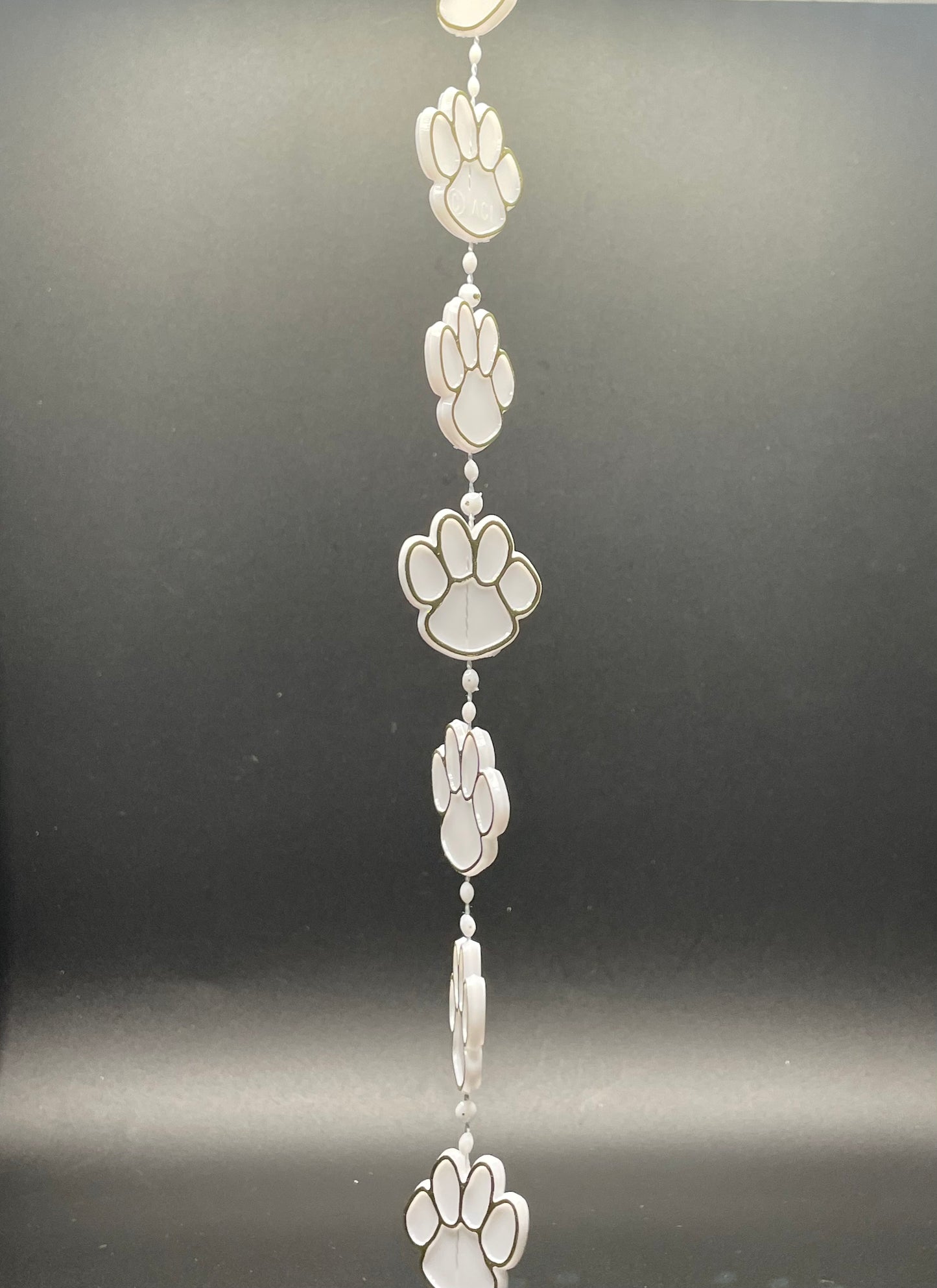 Paw Print Garland, White with Gold